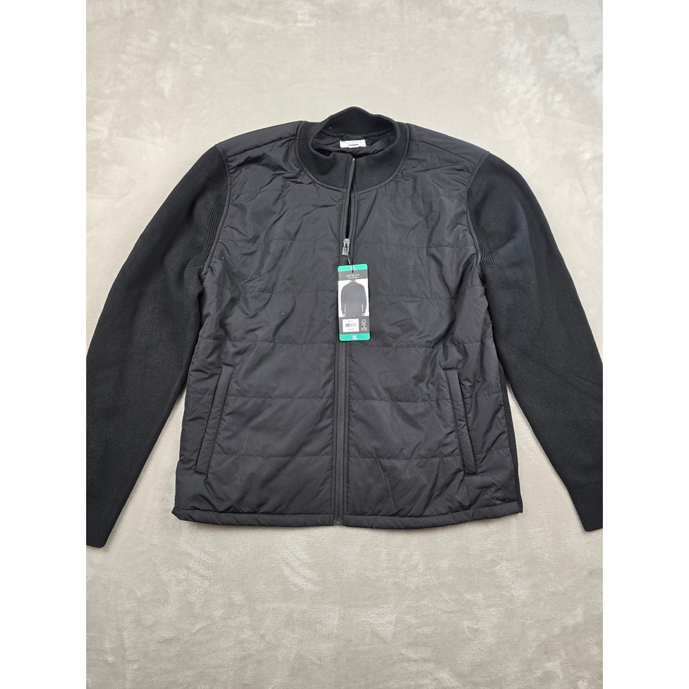 Infinity Hybrid Sweater Jacket Mens XL Black Linearflex Knit Pockets *Read
